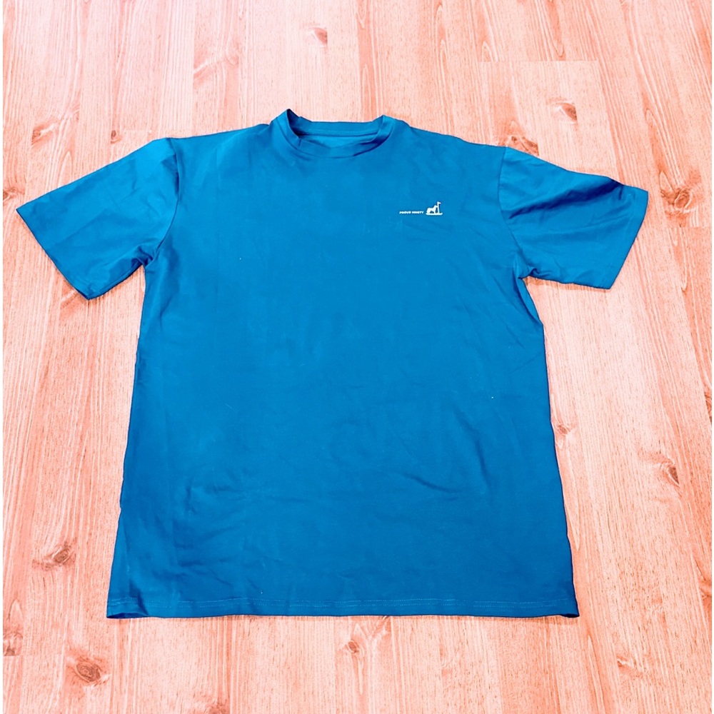 Proud 90 Golf Fun Turkey Dog Thanksgiving Parade Blue Stretch Performance Tee XL